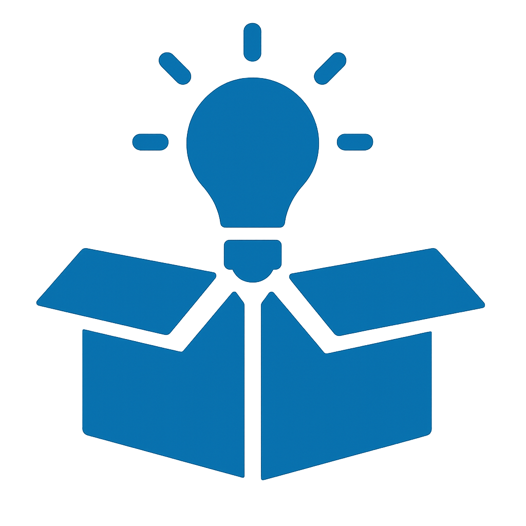 Box icon with light bulb